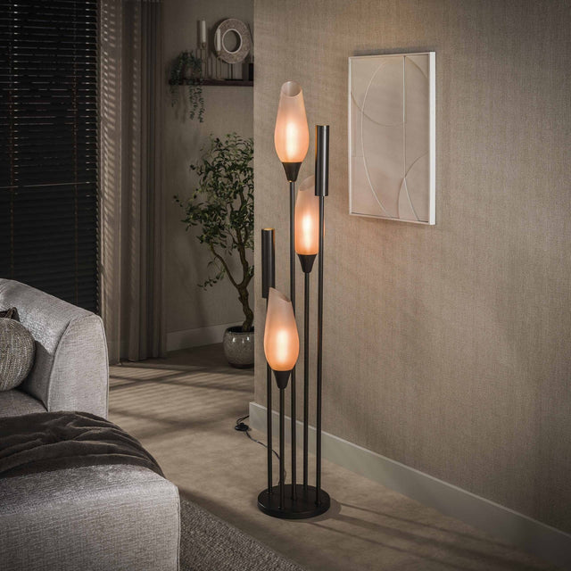 Lámpara de pie Cocoon 5 luces marrón esmerilado