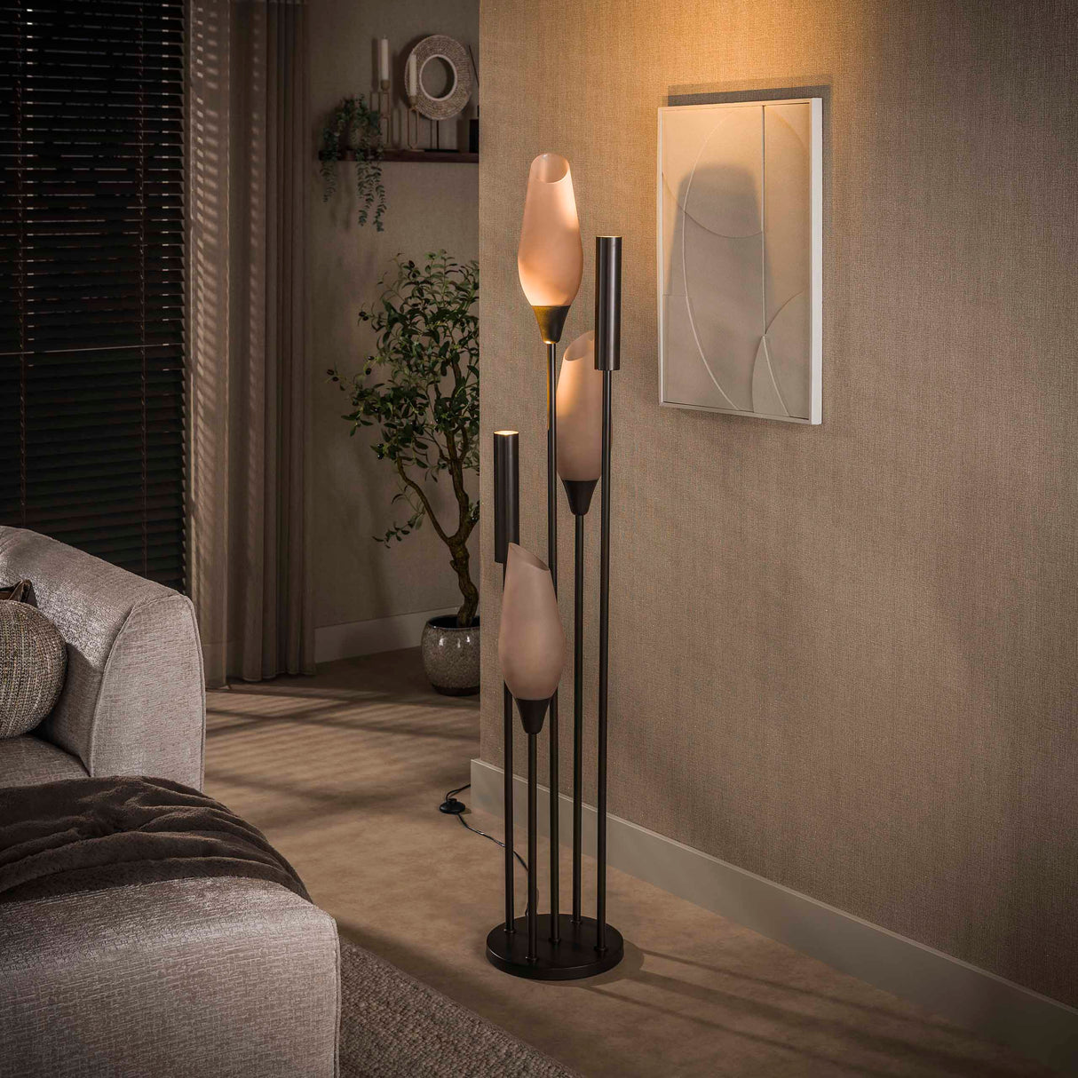 Lámpara de pie Cocoon 5 luces marrón esmerilado