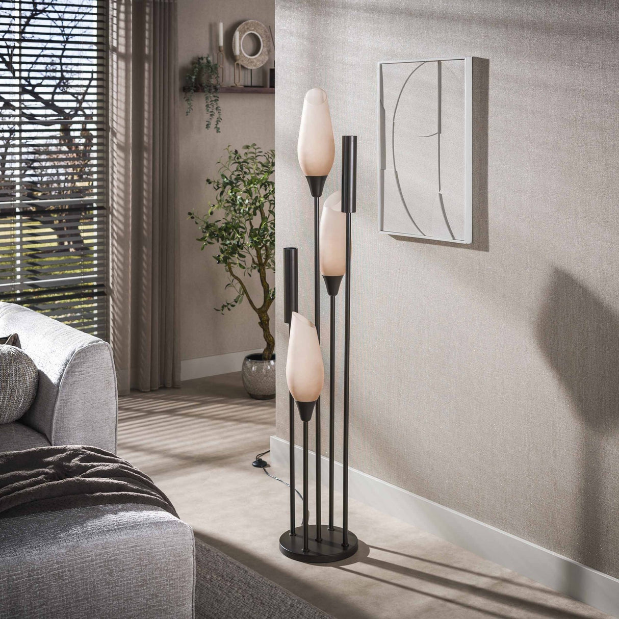 Lámpara de pie Cocoon 5 luces marrón esmerilado