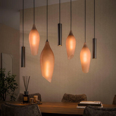 Lámpara colgante Cocoon estilo capullo marrón esmerilado