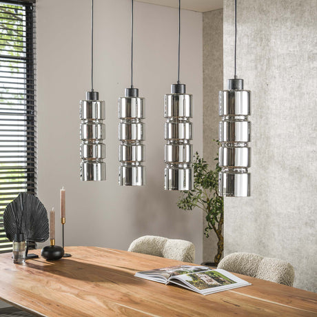 Lámpara de piso Kik 3 luces pateadas cilindro vidrio