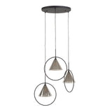 Lámpara colgante Niaz 3 luces pantalla cónica escalonada vidrio gris humo 