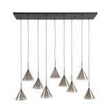 Lámpara colgante Niaz 7 luces pantalla cónica vidrio gris humo 