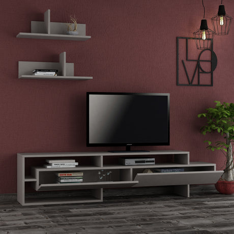 Juego de muebles de TV Gara Mokka Melamine 180x42x32 cm