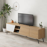 TV Meubels - TV Meubel Fiona Eik Wit Melamine 180x48x35,6 cm - Dimehouse