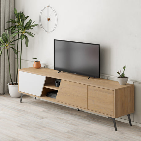 Muebles de TV Fiona Oak White Melamine 180x48x35.6 cm