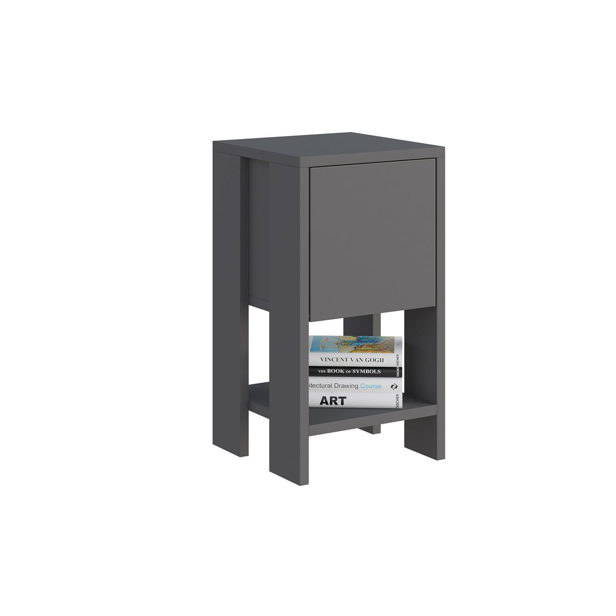 Mesa de noche Ema Anthracite Melamine 30x55x30 cm