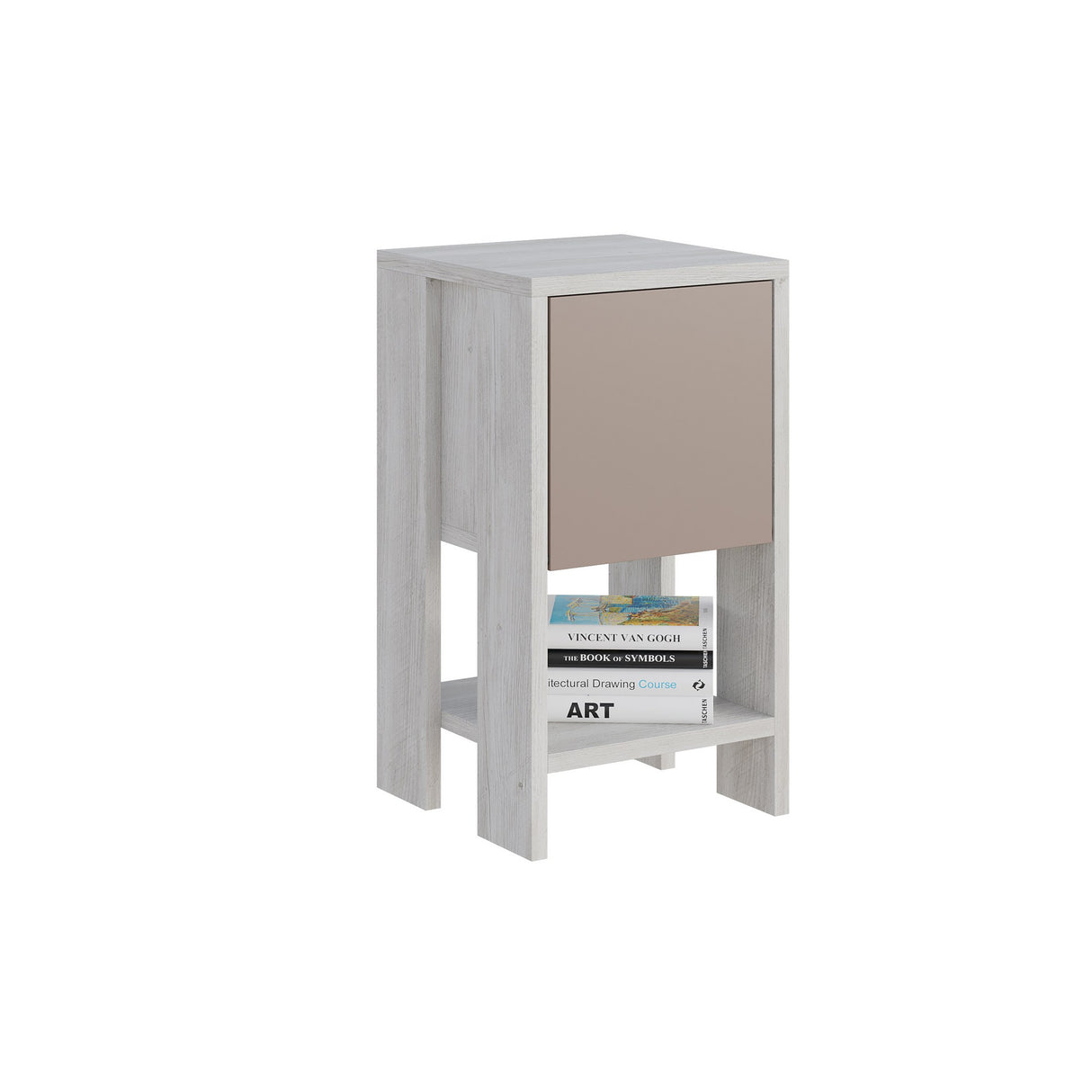 Mesa de noche Ema White Mokka Melamine 30x55x30 cm