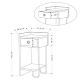 Nachtkastjes - Nachtkastje Sirius Left Eik Melamine 32x61x30 cm - Dimehouse