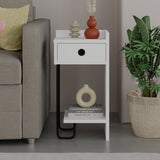 Nachtkastjes - Nachtkastje Sirius Rechts Wit Melamine 32x61x30 cm - Dimehouse