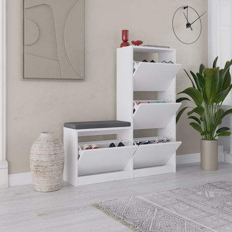 Gabinete de zapato tipo Melamina blanca 105x118.5x26 cm