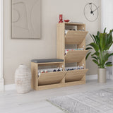Schoenenkasten - Schoenenkast Dude Eik Melamine 105x118,5x26 cm - Dimehouse