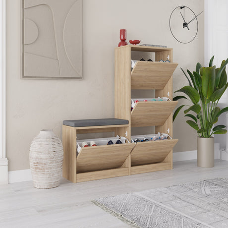 Gabinete de zapato Dude Oak Melamine 105x118.5x26 cm