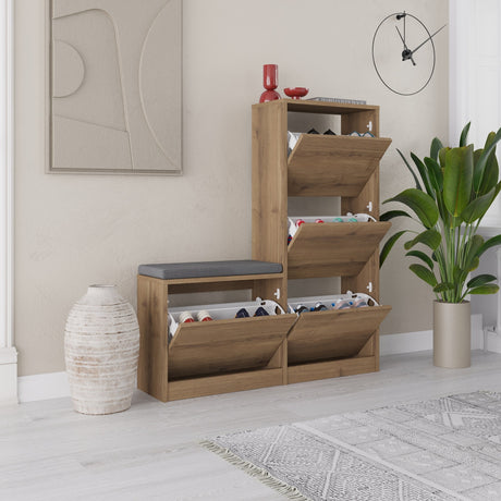 Gabinete de zapatos Dude Naturel Melamine 105x118.5x26 cm