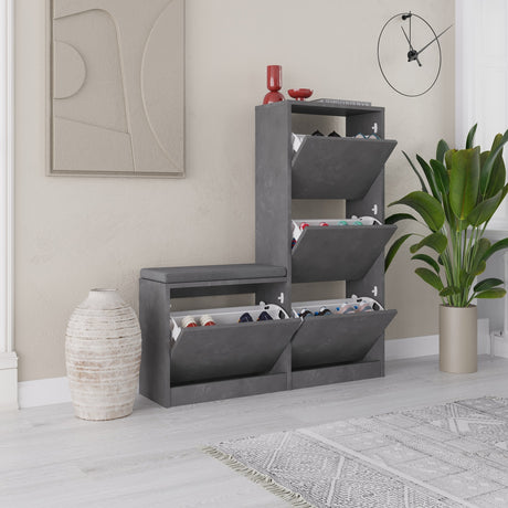 Gabinete de zapato tipo gris melamina 105x118.5x26 cm