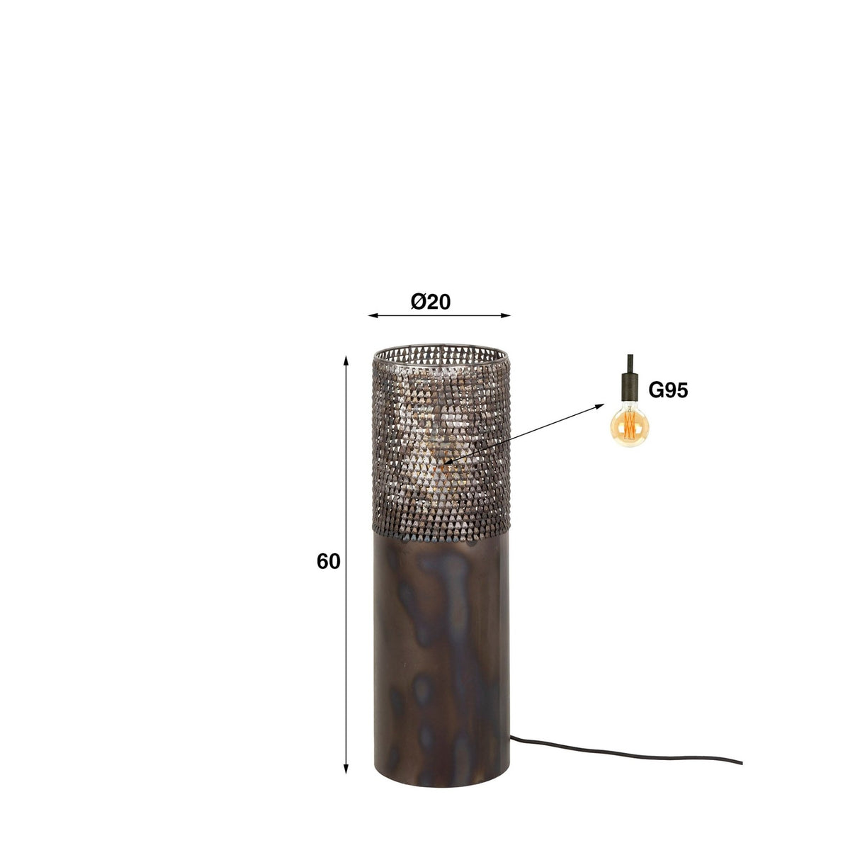 Lámpara de pie cilindro Brick 60 cm negro marrón 