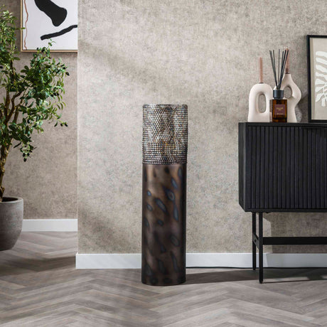 Lámpara de pie cilindro Brick 90 cm negro marrón 