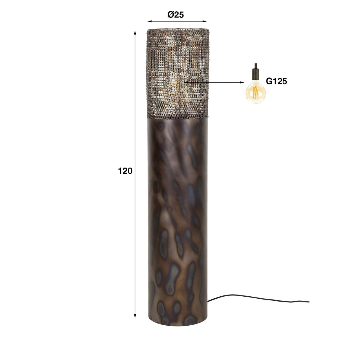 Lámpara de pie cilindro Brick 120 cm negro marrón 