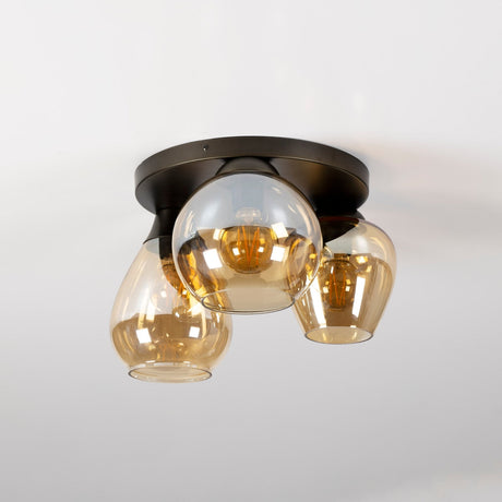 Plafondlamp - Moderne plafondlamp 3 - lichts Felien amberkleurig glas - Dimehouse