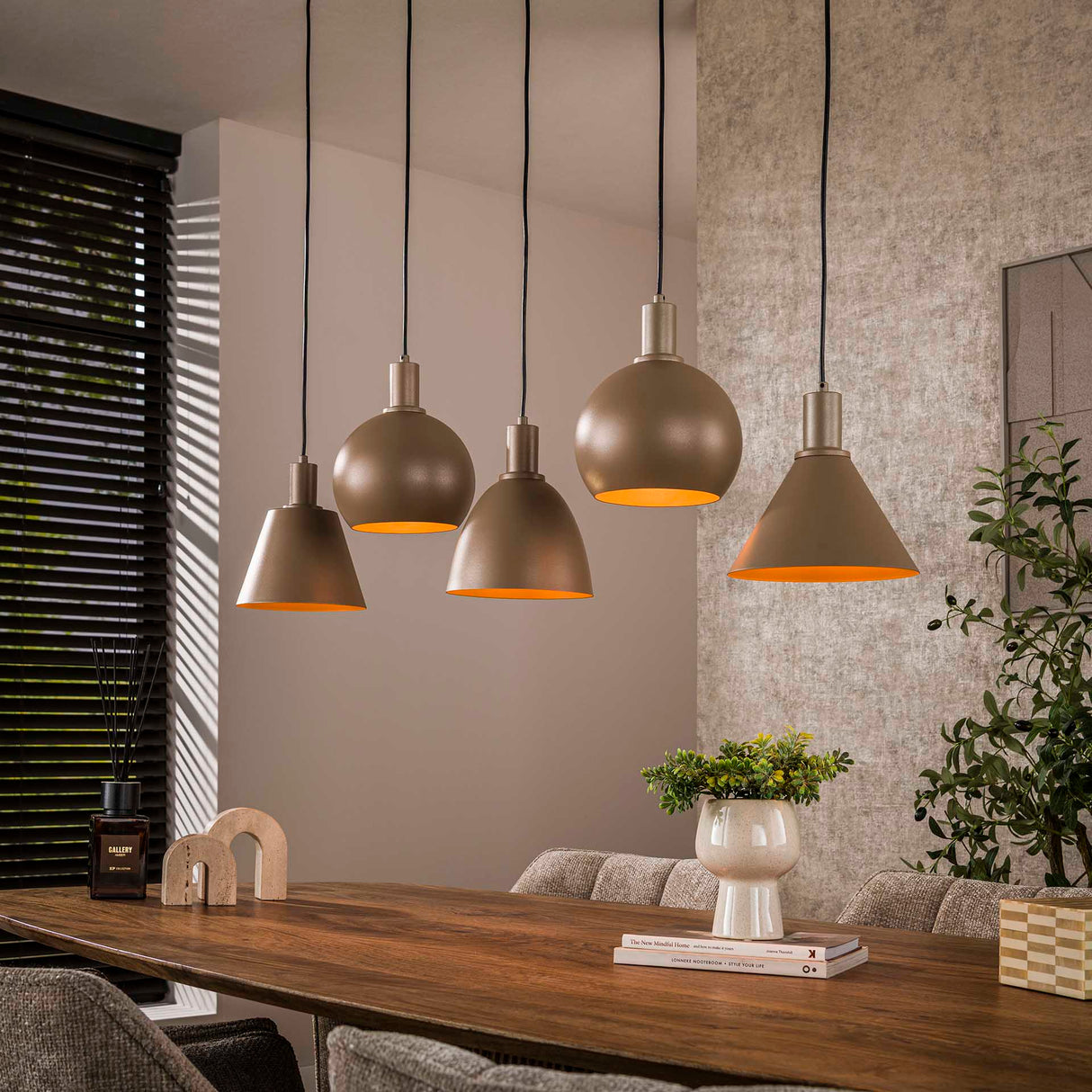 Hanglamp Nova 5-lichts - Beige - 120 cm