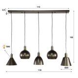 Hanglamp Sienna 5-lichts Industrieel - Bruin 120 cm
