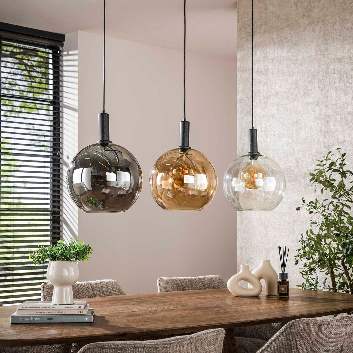 Hanglamp Valeo Trio 3-lichts Zwart Metaal 115 cm