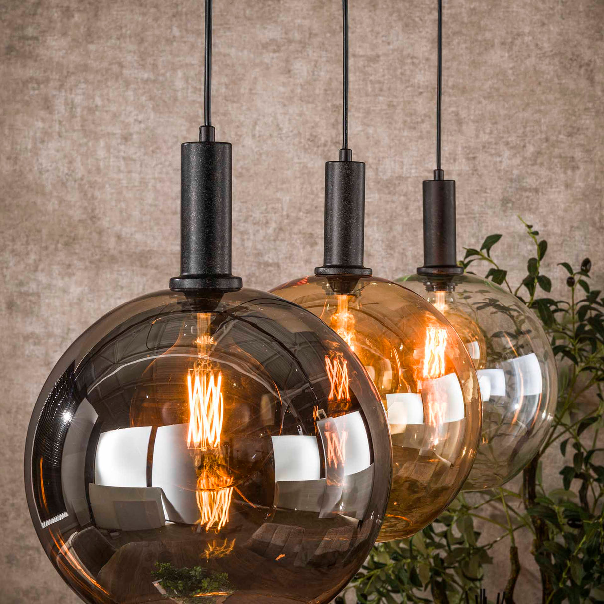 Hanglamp Valeo Trio 3-lichts Zwart Metaal 115 cm