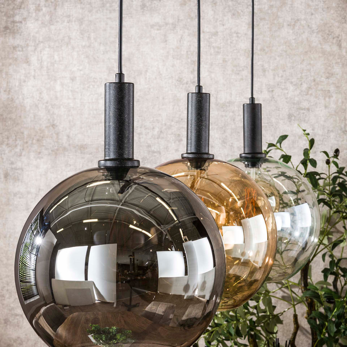 Hanglamp Valeo Trio 3-lichts Zwart Metaal 115 cm