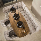 Hanglamp 3-lichts bruin glas zwart metaal Valeo 115 cm