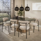 Hanglamp 3-lichts bruin glas zwart metaal Valeo 115 cm