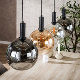 Lámpara colgante Valeo de 4 luces, negro, metal, 135 cm 