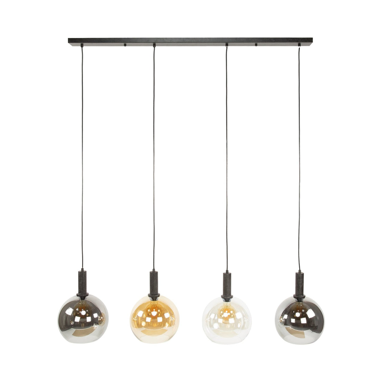 Hanglamp Valeo 4-lichts Zwart Metaal 135 cm