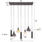 Hanglamp Orion 7-lichts – Zwart Metaal – 110 cm