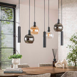 Hanglamp Orion 7-lichts – Zwart Metaal – 110 cm