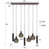Lámpara colgante Orion de 7 luces – Metal negro – 110 cm 