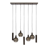 Lámpara colgante Orion de 7 luces – Metal negro – 110 cm 