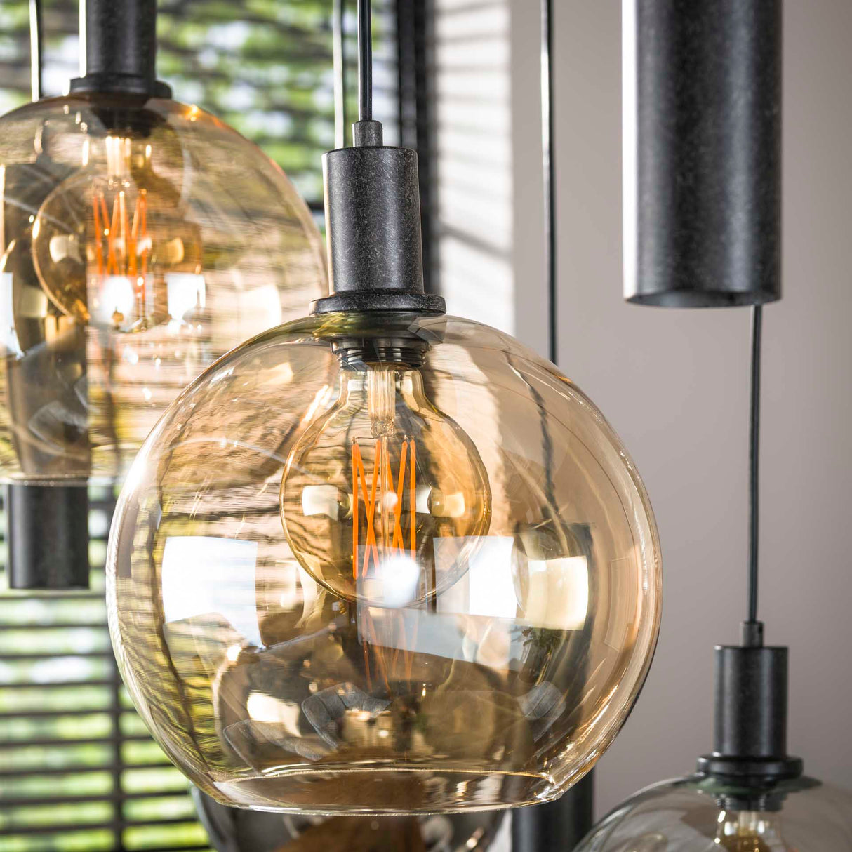 Lámpara colgante Orbis Tricolore 5+4 luces Negro Metal 