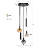 Hanglampen - Hanglamp 5 - lichts getrapt gekleurd glas zwart metaal Valeo - Dimehouse