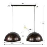Lámpara colgante industrial Dacia 2 luces Marrón Redonda 2xØ60 cm