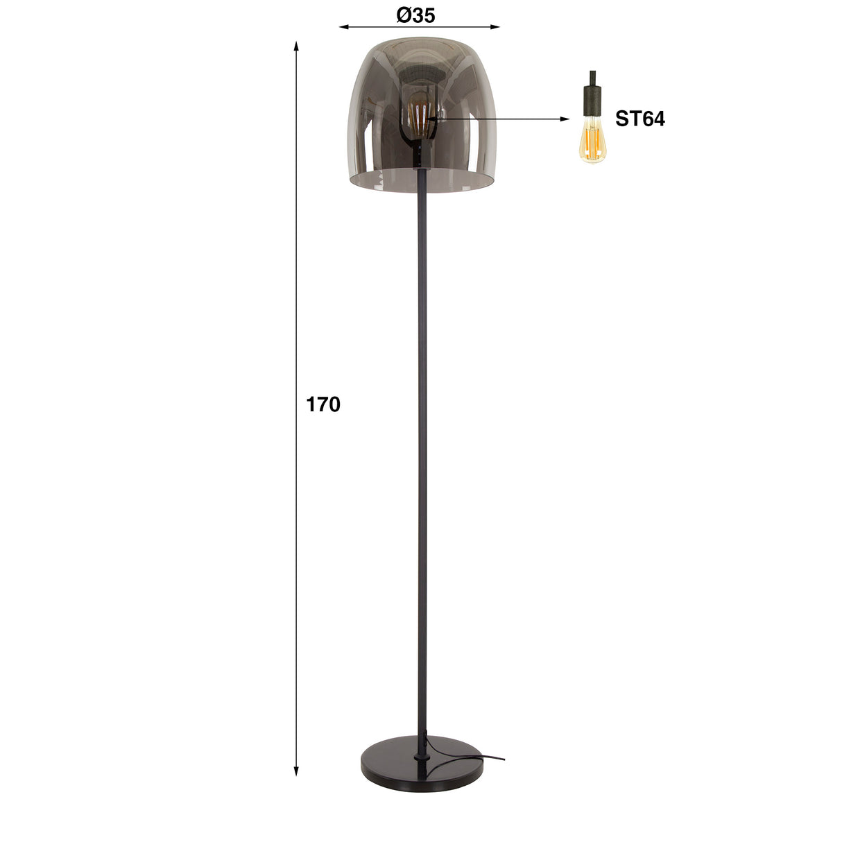 Vloerlampen - Glazen Vloerlamp Dain Chroomkleurig - Dimehouse