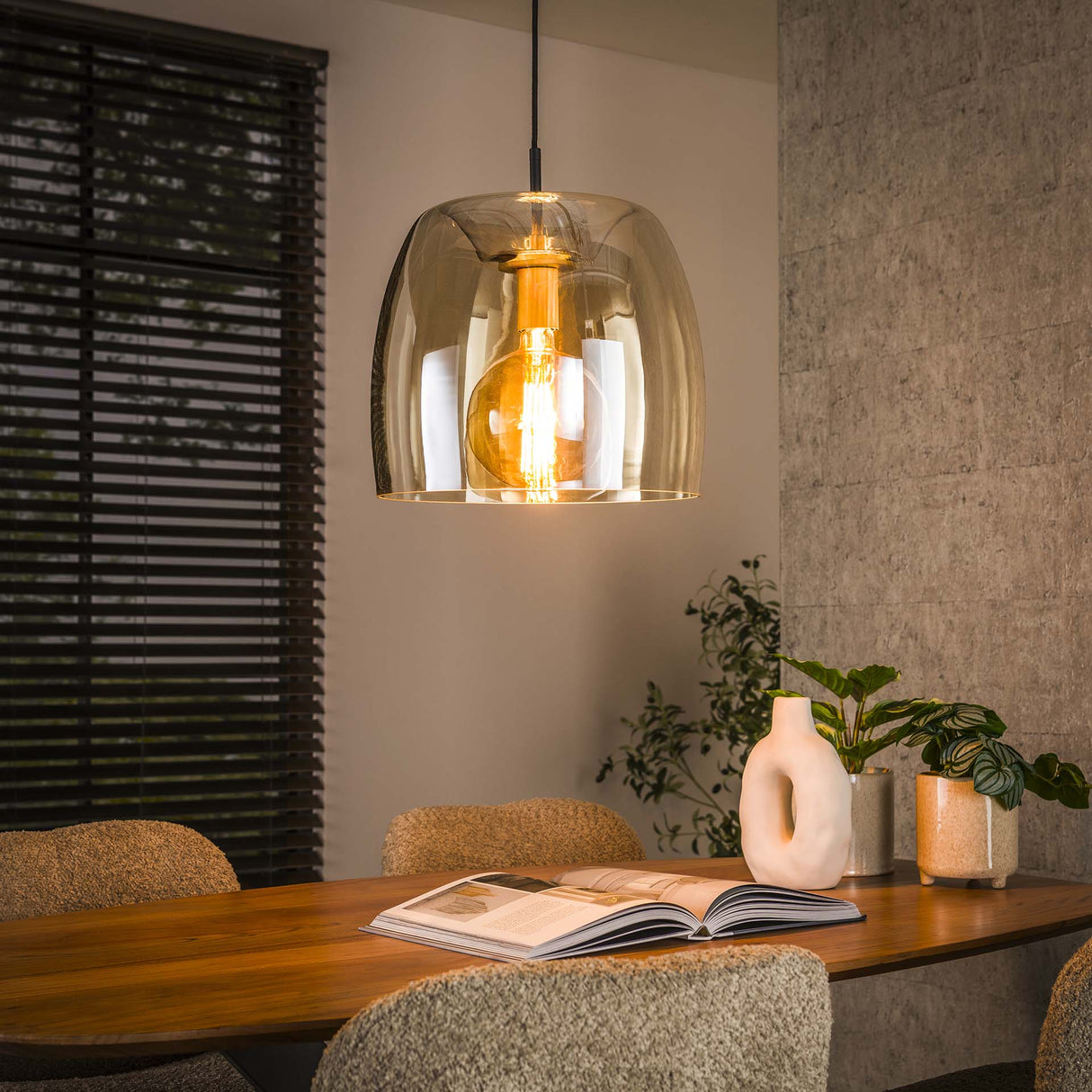 Hanglampen - Hanglamp Dain 1 - lichts Amberkleurig Glas - Dimehouse