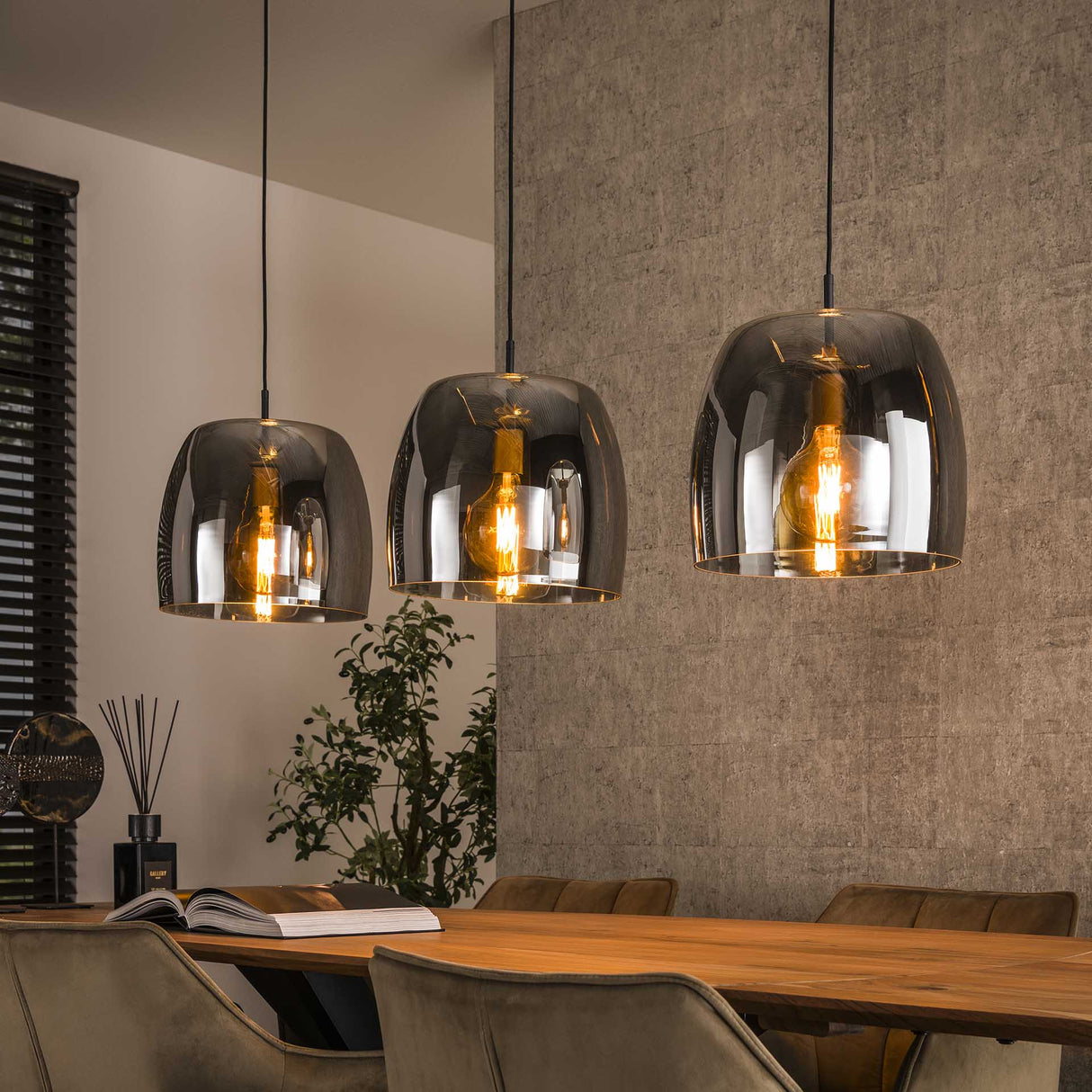 Hanglampen - Hanglamp Dain 3 - lichts chroomkleurig glas - Dimehouse