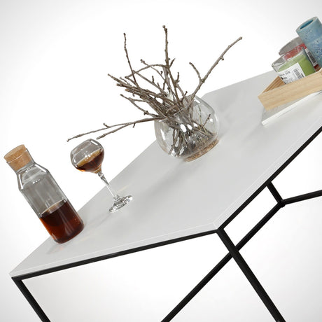 Mesa de salón cuadrada 75x75 cm Pola - Melamina blanca 