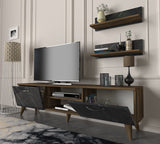 TV Meubels - TV Meubel Set Ayden Walnoot Marmer Melamine 150x40,6x29,5 cm - Dimehouse