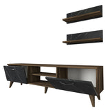 TV Meubels - TV Meubel Set Ayden Walnoot Marmer Melamine 150x40,6x29,5 cm - Dimehouse