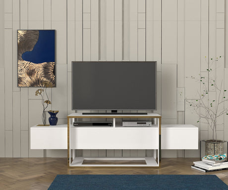 Muebles de TV Bianco Bianco White Gold Melamine 160x49.8x46.1 cm