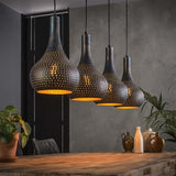 Hanglamp Aya 4 Black-Brown DH Interior Bruin LxBxH 123x45x28 Zwart bruin Sfeerfoto schuin vooraanzicht