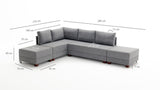 Sofá cama tela gris - XXL 280 x 210 - Izquierdo - Fly