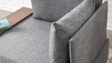Sillón Moderno De Tela Gris Fly - Derecha - Con Mesa De Madera