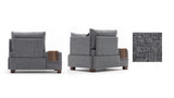 Sillón Moderno De Tela Gris Fly - Derecha - Con Mesa De Madera
